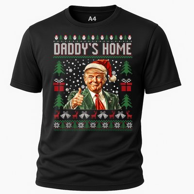 Funny DaddyS Home Trump Ugly Christmas Sweater Xmas Pajamas Cooling Performance Crew T-Shirt