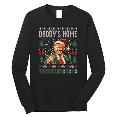 Funny DaddyS Home Trump Ugly Christmas Sweater Xmas Pajamas Long Sleeve Shirt