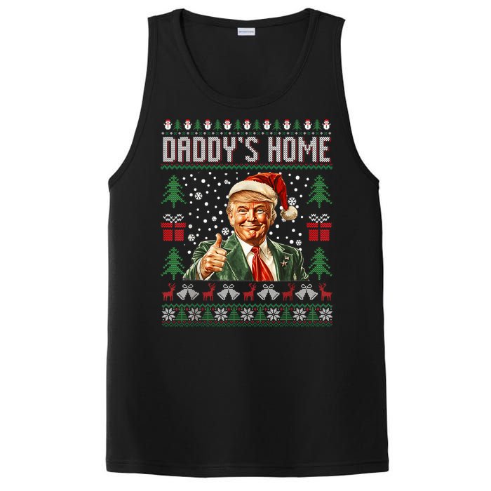 Funny DaddyS Home Trump Ugly Christmas Sweater Xmas Pajamas PosiCharge Competitor Tank