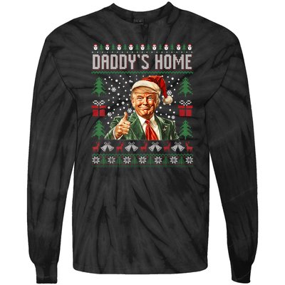 Funny DaddyS Home Trump Ugly Christmas Sweater Xmas Pajamas Tie-Dye Long Sleeve Shirt