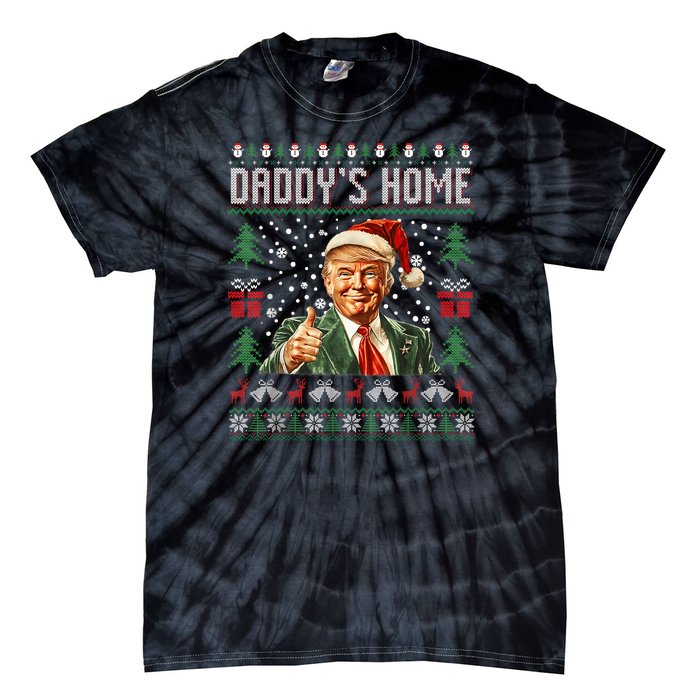 Funny DaddyS Home Trump Ugly Christmas Sweater Xmas Pajamas Tie-Dye T-Shirt