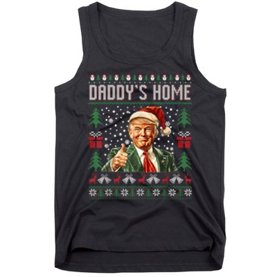 Funny DaddyS Home Trump Ugly Christmas Sweater Xmas Pajamas Tank Top