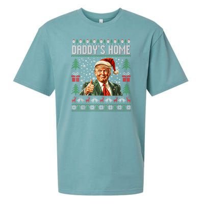 Funny DaddyS Home Trump Ugly Christmas Sweater Xmas Pajamas Sueded Cloud Jersey T-Shirt