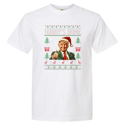 Funny DaddyS Home Trump Ugly Christmas Sweater Xmas Pajamas Garment-Dyed Heavyweight T-Shirt