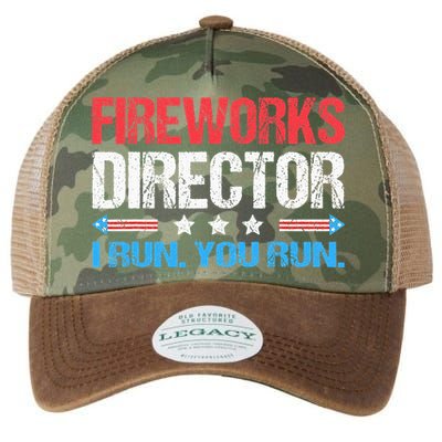 Fireworks Director I Run You Run Funny 4th Of July Legacy Tie Dye Trucker Hat