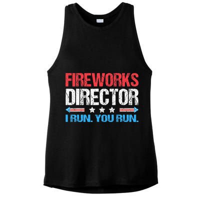 Fireworks Director I Run You Run Funny 4th Of July Ladies PosiCharge Tri-Blend Wicking Tank