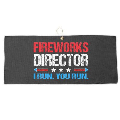 Fireworks Director I Run You Run Funny 4th Of July Large Microfiber Waffle Golf Towel