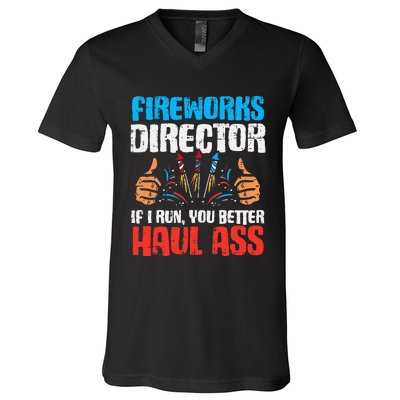 Fireworks Director If I Run Funny 4th Of July Fourth Men V-Neck T-Shirt