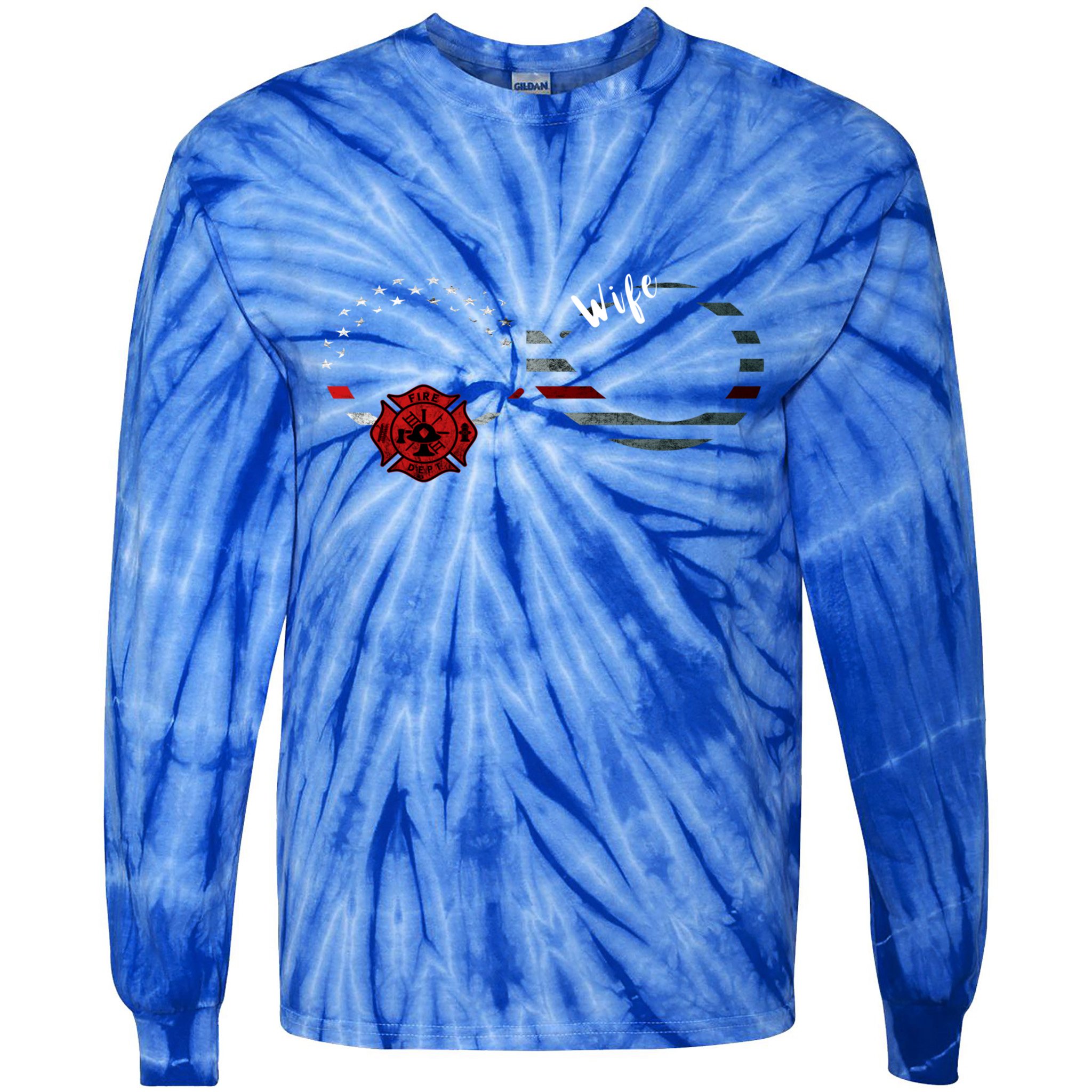 Fire Departt Infinity Firefighter American Flag Wife Cool Gift Tie-Dye Long Sleeve Shirt