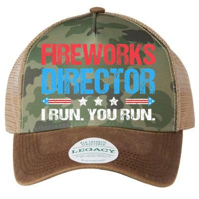 Fireworks Director I Run You Run Funny 4th Of July Legacy Tie Dye Trucker Hat