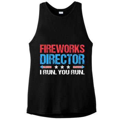 Fireworks Director I Run You Run Funny 4th Of July Ladies PosiCharge Tri-Blend Wicking Tank