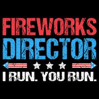 Fireworks Director I Run You Run Funny 4th Of July Flat Bill Trucker Hat