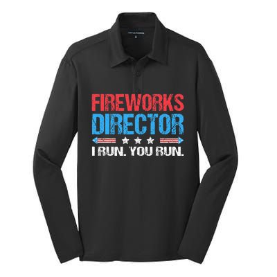 Fireworks Director I Run You Run Funny 4th Of July Silk Touch Performance Long Sleeve Polo