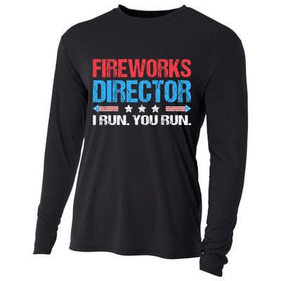 Fireworks Director I Run You Run Funny 4th Of July Cooling Performance Long Sleeve Crew