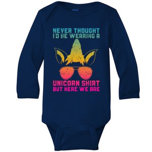 Fathers Day I Wear A Unicorn Dadacorn Funny Baby Long Sleeve Bodysuit