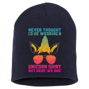 Fathers Day I Wear A Unicorn Dadacorn Funny Short Acrylic Beanie