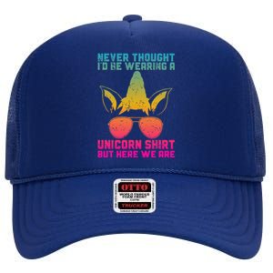 Fathers Day I Wear A Unicorn Dadacorn Funny High Crown Mesh Back Trucker Hat