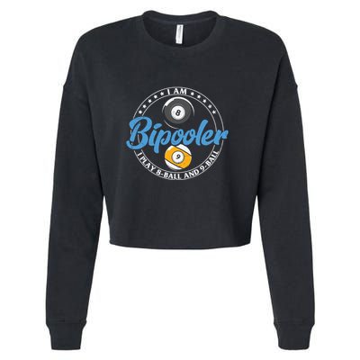 Father's Day I'm Bipooler Pi Player 8 Bal And 9 Ball Gift For Dad Cropped Pullover Crew