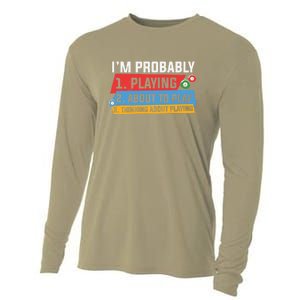 Father's Day I'm Probably Playing About To Play Billiards Gift For Dad Cooling Performance Long Sleeve Crew