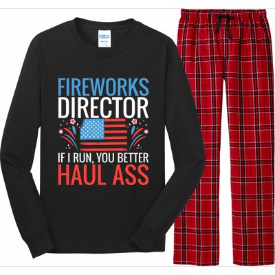 Fireworks Director If I Run You Better Haul Ass 4th Of July Gift Long Sleeve Pajama Set