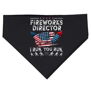 Fireworks Director I Run You Run Flag Funny 4th Of July USA-Made Doggie Bandana