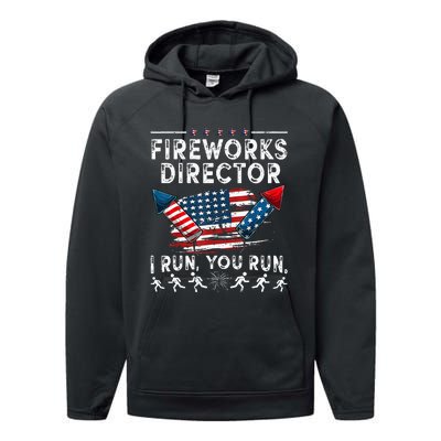 Fireworks Director If I Run Funny 4th Of July Fourth Men Performance Fleece Hoodie