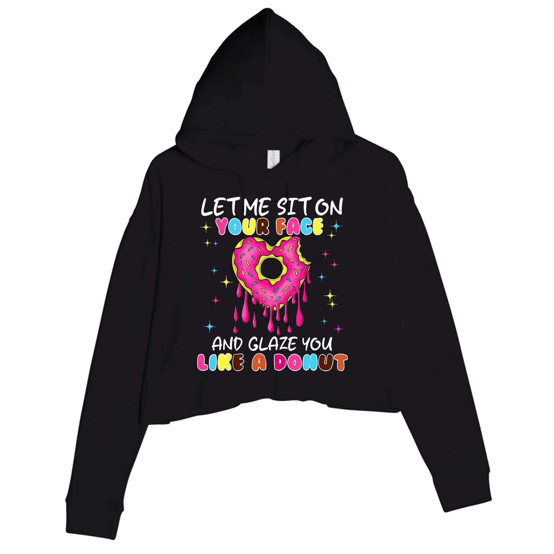 Funny Donut Inappropriate For Adult Humor Crop Fleece Hoodie