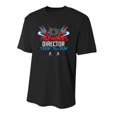 Fireworks Director I Run You Run Youth Performance Sprint T-Shirt