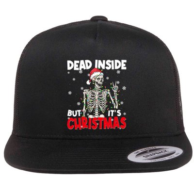 Funny Dead Inside But Its Christmas Skeleton Santa Gift Flatbill Hat
