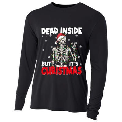 Funny Dead Inside But Its Christmas Skeleton Santa Gift Cooling Performance Long Sleeve Crew