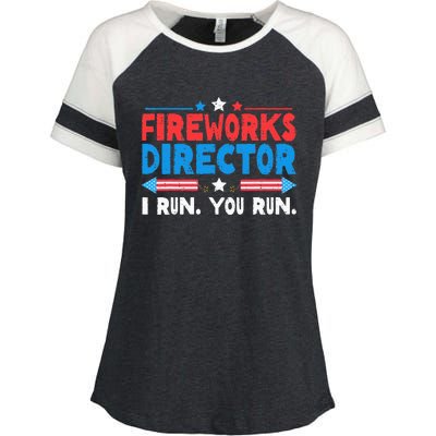 Fireworks Director I Run You Run 4th Of July Enza Ladies Jersey Colorblock Tee