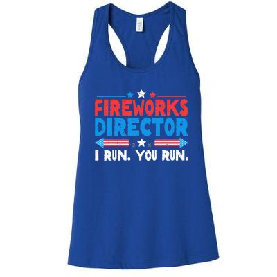 Fireworks Director I Run You Run 4th Of July Women's Racerback Tank