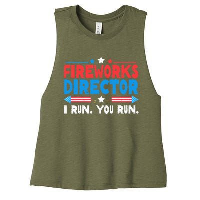 Fireworks Director I Run You Run 4th Of July Women's Racerback Cropped Tank