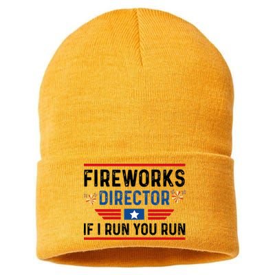 Fireworks Director If I Run You Run 4th Of July Sustainable Knit Beanie
