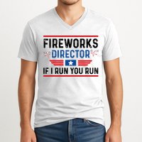 Fireworks Director If I Run You Run 4th Of July V-Neck T-Shirt