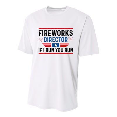 Fireworks Director If I Run You Run 4th Of July Youth Performance Sprint T-Shirt