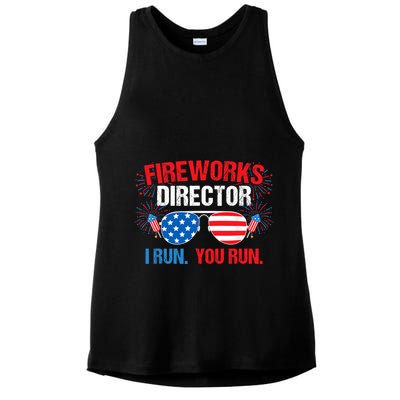 Fireworks Director I run. You run. 4th of July Ladies PosiCharge Tri-Blend Wicking Tank