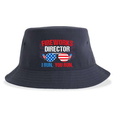 Fireworks Director I run. You run. 4th of July Sustainable Bucket Hat