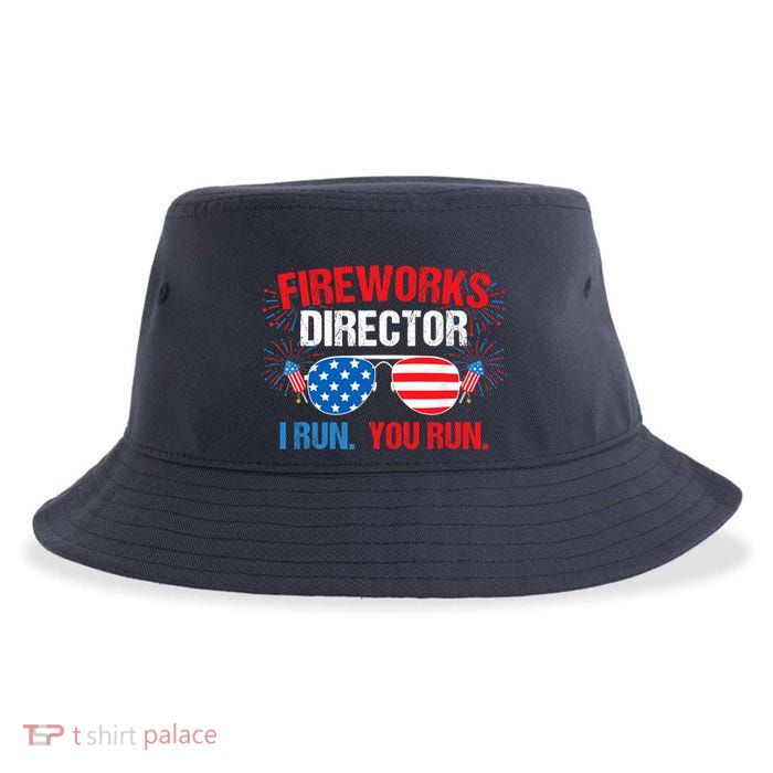 Fireworks Director I run. You run. 4th of July Sustainable Bucket Hat