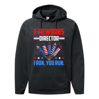 Fireworks Director If I Run You Run 4th Of July Patriotic Performance Fleece Hoodie