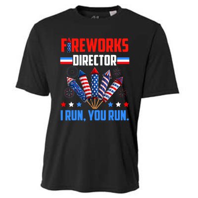 Fireworks Director If I Run You Run 4th Of July Patriotic Cooling Performance Crew T-Shirt