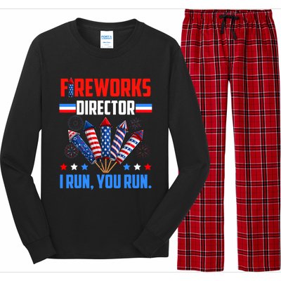 Fireworks Director If I Run You Run 4th Of July Patriotic Long Sleeve Pajama Set