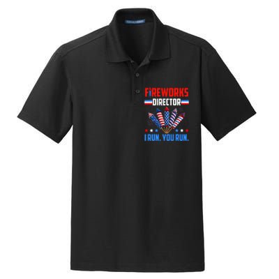 Fireworks Director If I Run You Run 4th Of July Patriotic Dry Zone Grid Polo