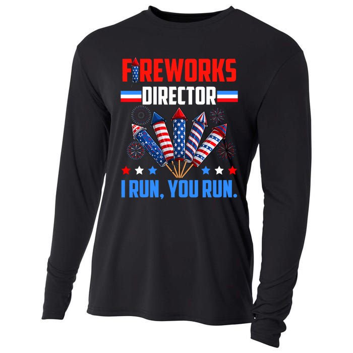 Fireworks Director If I Run You Run 4th Of July Patriotic Cooling Performance Long Sleeve Crew