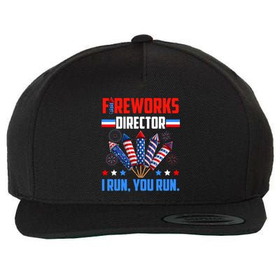 Fireworks Director If I Run You Run 4th Of July Patriotic Wool Snapback Cap