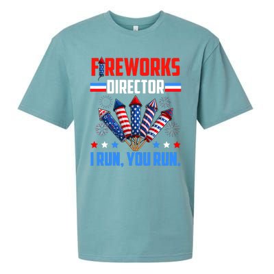 Fireworks Director If I Run You Run 4th Of July Patriotic Sueded Cloud Jersey T-Shirt