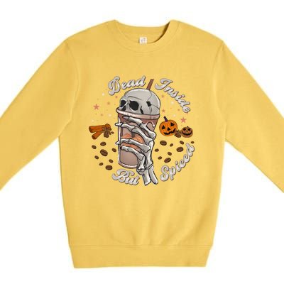 Funny Dead Inside But Spiced Skeletons Cup Spooky Halloween Gift Premium Crewneck Sweatshirt