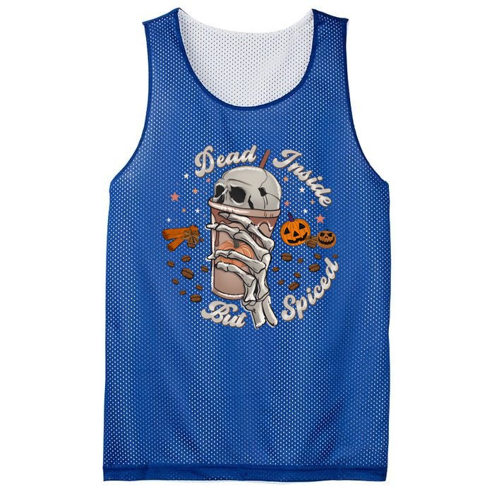 Funny Dead Inside But Spiced Skeletons Cup Spooky Halloween Gift Mesh Reversible Basketball Jersey Tank