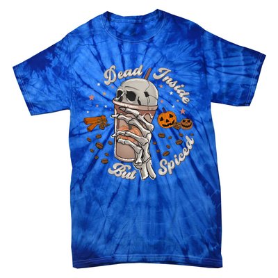 Funny Dead Inside But Spiced Skeletons Cup Spooky Halloween Gift Tie-Dye T-Shirt