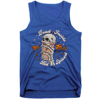 Funny Dead Inside But Spiced Skeletons Cup Spooky Halloween Gift Tank Top